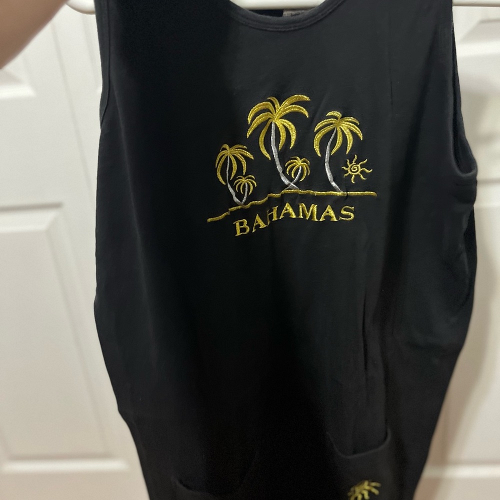 Black Sleeveless Top with Gold Embroidery